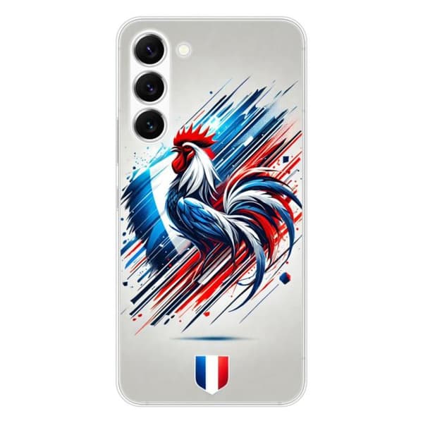 Tryckt silikonfodral som är kompatibelt med Samsung Galaxy S23 French Rooster