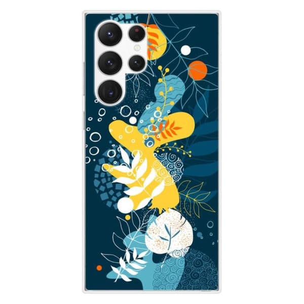 Tryckt silikonfodral som är kompatibelt med Samsung Galaxy S23 Ultra Sea-blommor