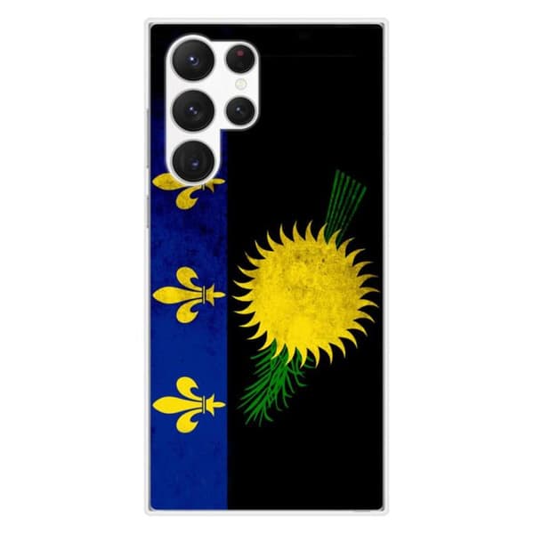 Tryckt silikonfodral som är kompatibelt med Samsung Galaxy S23 Ultra Guadeloupe flagga