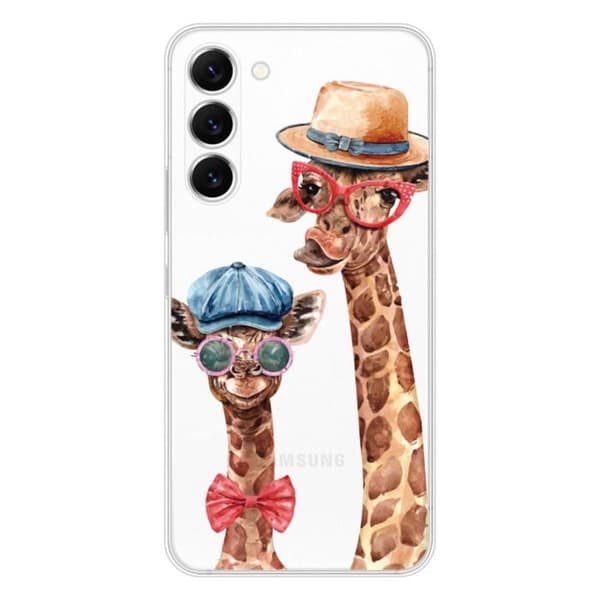 Tryckt silikonfodral som är kompatibelt med Samsung Galaxy S23 Funny Giraffe