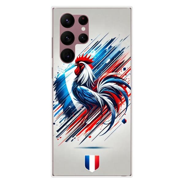 Tryckt silikonfodral som är kompatibelt med Samsung Galaxy S22 Ultra French Rooster