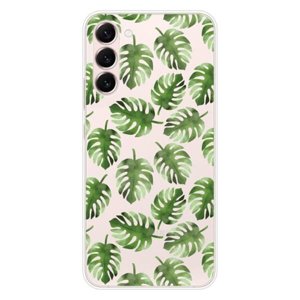 Tryckt silikonfodral som är kompatibelt med Samsung Galaxy S23 Plus Monstera löv