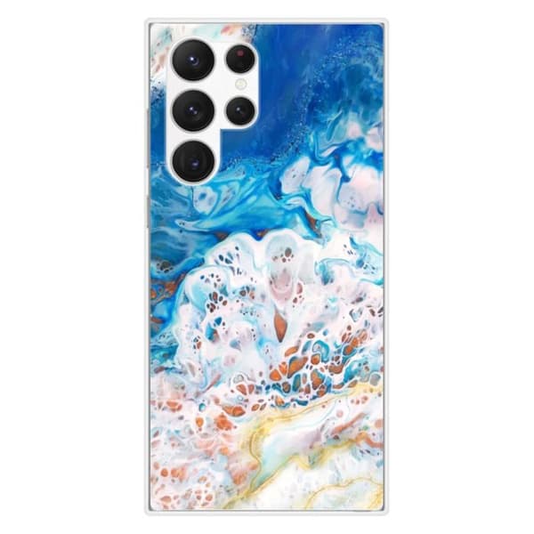 Tryckt silikonfodral som är kompatibelt med Samsung Galaxy S23 Ultra Ocean Marble