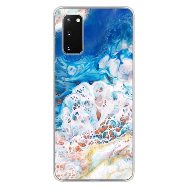 Tryckt silikonfodral som är kompatibelt med Samsung Galaxy S20 Plus Ocean marmor