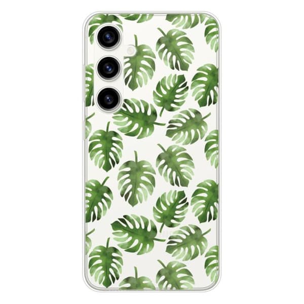 Tryckt silikonfodral som är kompatibelt med Samsung Galaxy S23 FE Monstera löv