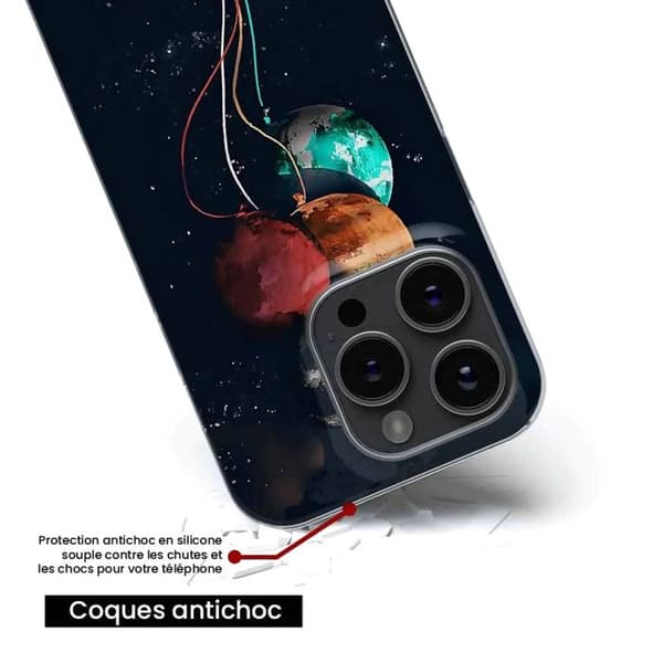 Tryckt silikonfodral som är kompatibelt med Samsung Galaxy S23 FE Balloon Cosmonaut