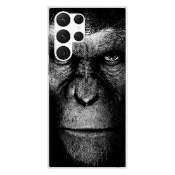 Tryckt silikonfodral som är kompatibelt med Samsung Galaxy S23 Ultra Monkey