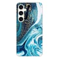 Miniatyrbild 1 av 6: Tryckt silikonfodral som är kompatibelt med Samsung Galaxy S23 FE Marble Blue Glitter