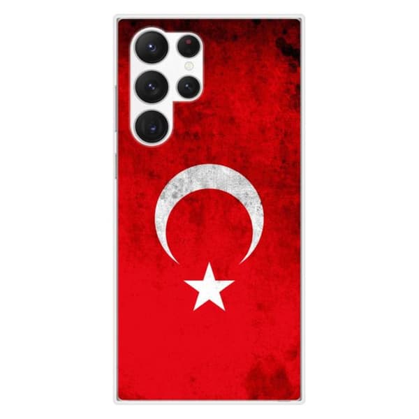 Tryckt silikonfodral som är kompatibelt med Samsung Galaxy S23 Ultra Türkiye flagga