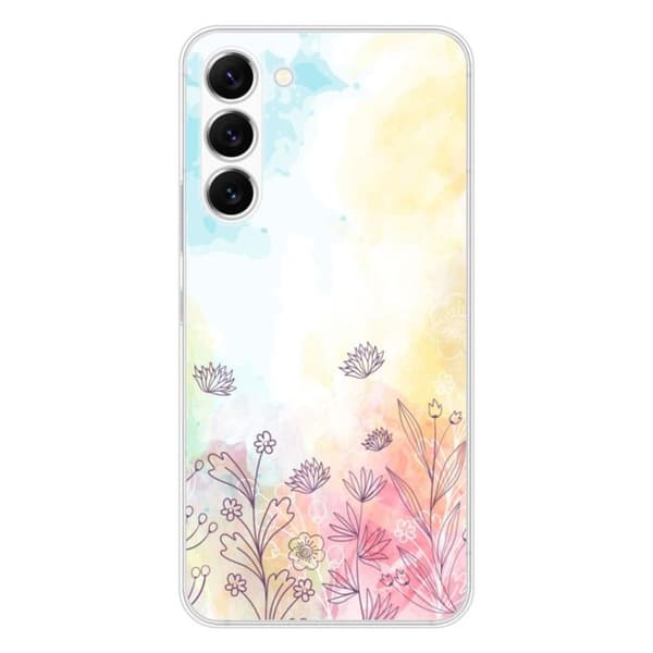 Tryckt silikonfodral som är kompatibelt med Samsung Galaxy S23 akvarellblommor