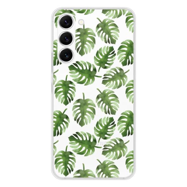 Tryckt silikonfodral som är kompatibelt med Samsung Galaxy S23 Monstera löv