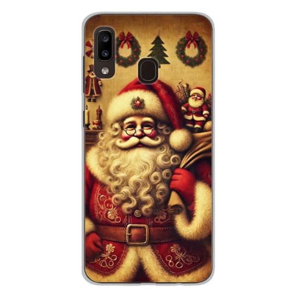 Tryckt silikonfodral som är kompatibelt med Samsung Galaxy A20e NO Santa Claus Vintage