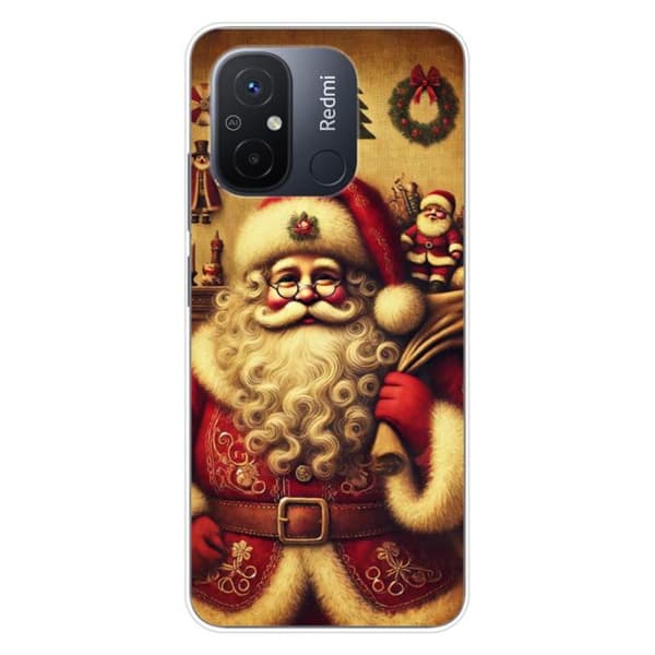 Siliconfodral tryckt - 1001 fodral - Xiaomi Redmi 12C/11A - Vintage Jultomte-mönster - Optimal skydd