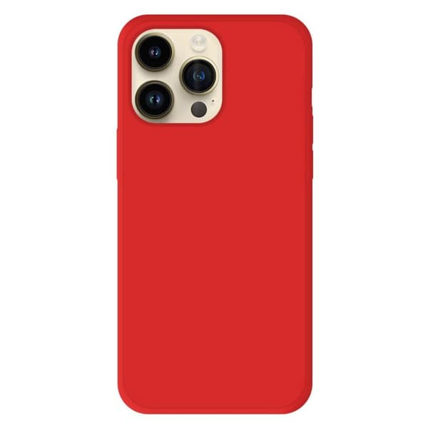 Vanligt mattrött silikonfodral som är kompatibelt med Apple iPhone 14 Pro Max