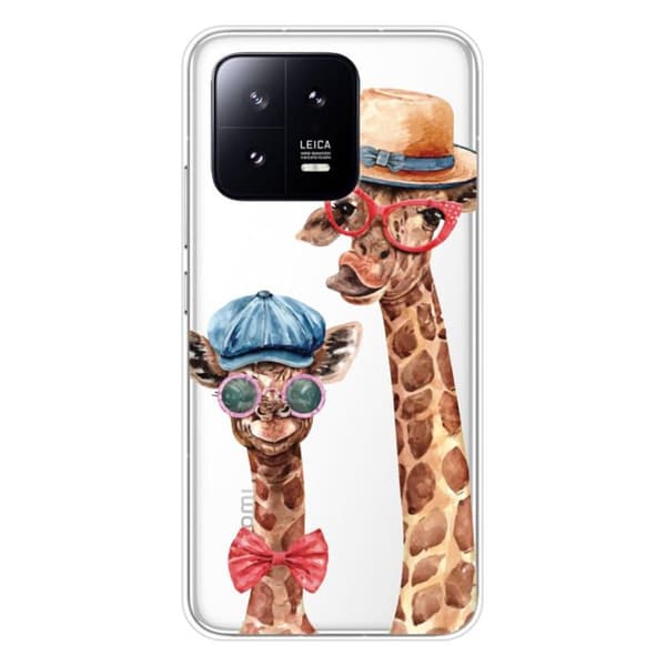 Tryckt silikonfodral som är kompatibelt med Xiaomi 13 Funny Giraffe