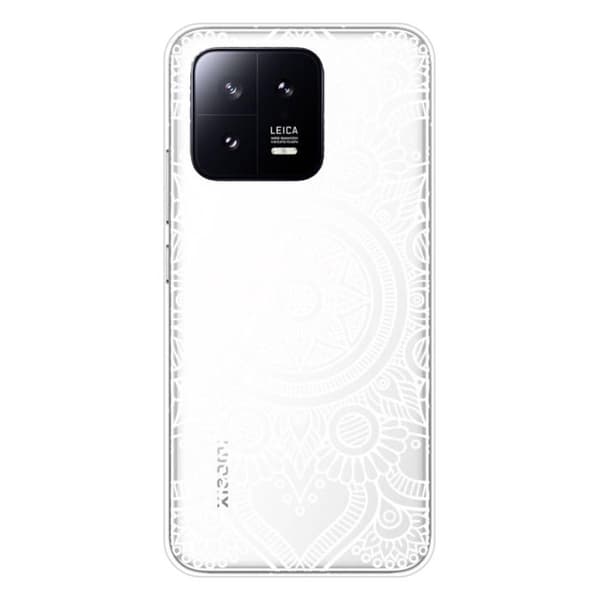 Siliconfodral med tryck - 1001 fodral - Xiaomi 13 - Vit mandala - Optimal skydd - TPU Gel
