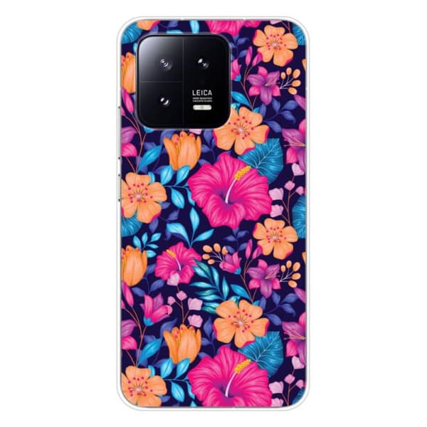 Tryckt silikonfodral som är kompatibelt med Xiaomi 13 Exotic Flowers