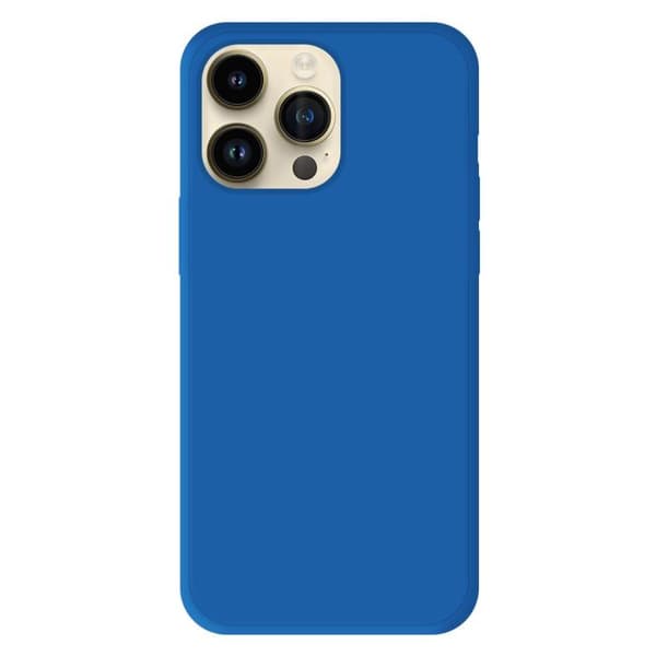 Vanligt mattblått silikonfodral som är kompatibelt med Apple iPhone 14 Pro Max