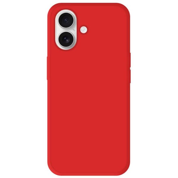 Vanligt mattrött silikonfodral som är kompatibelt med Apple iPhone 16 Plus