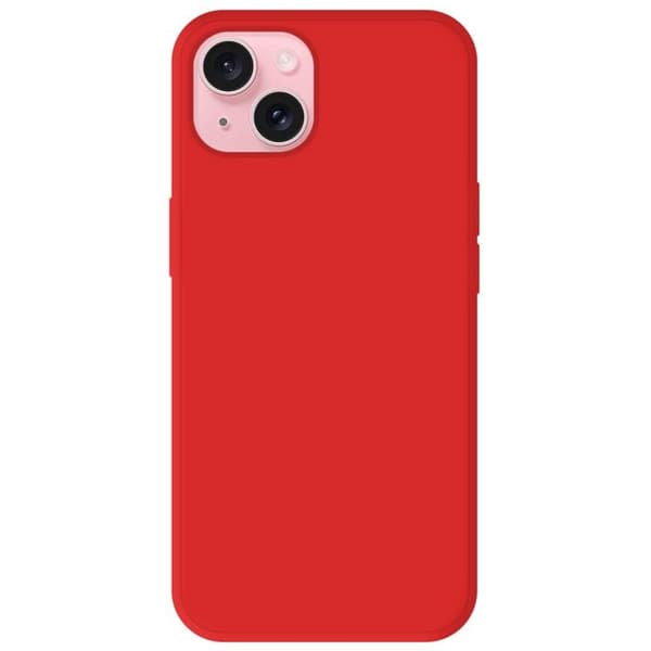 Vanligt mattrött silikonfodral som är kompatibelt med Apple iPhone 15 Plus