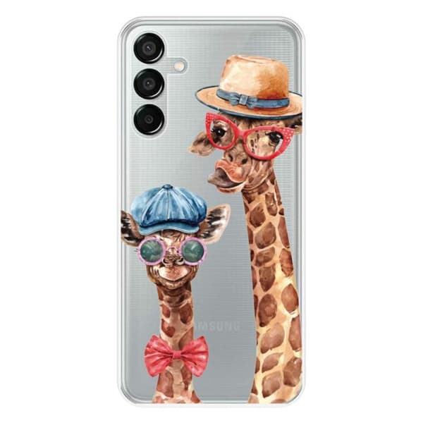 Tryckt silikonfodral som är kompatibelt med Samsung Galaxy M15 5G Funny Giraffe
