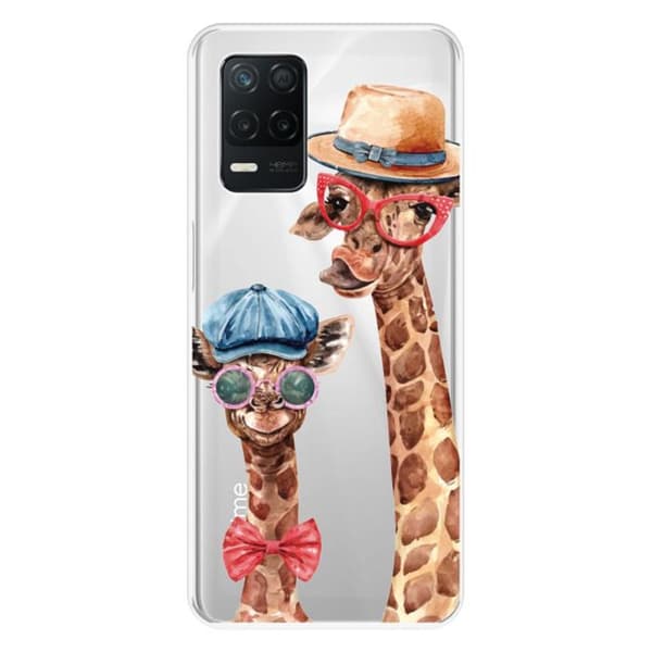Tryckt silikonfodral kompatibelt Realme 8 5G V13 5G Funny Giraffe