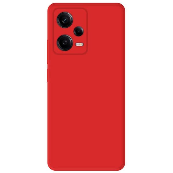 Vanligt mattrött silikonfodral som är kompatibelt med Xiaomi Redmi Note 12 Pro 5G