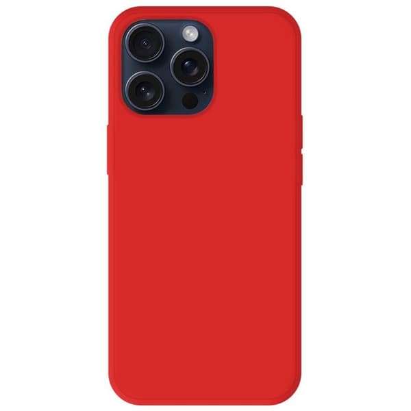 Vanligt mattrött silikonfodral som är kompatibelt med Apple iPhone 15 Pro Max