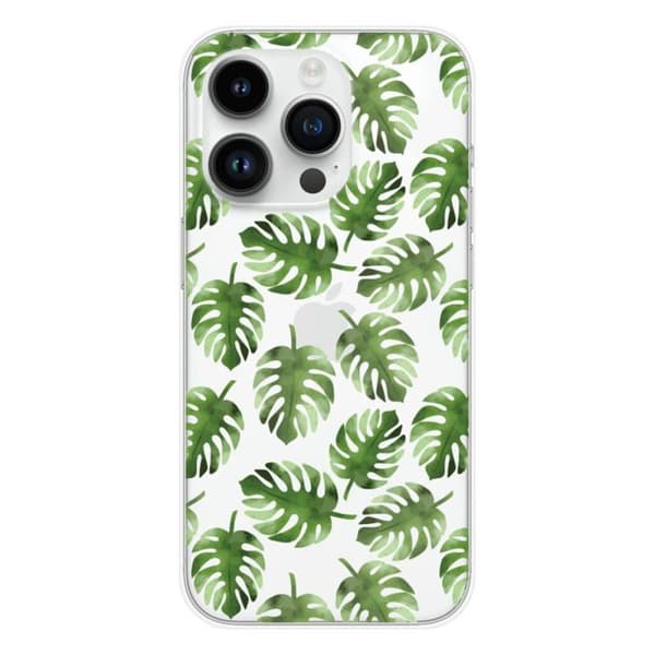 Tryckt silikonfodral som är kompatibelt med Apple iPhone 14 Pro Monstera blad