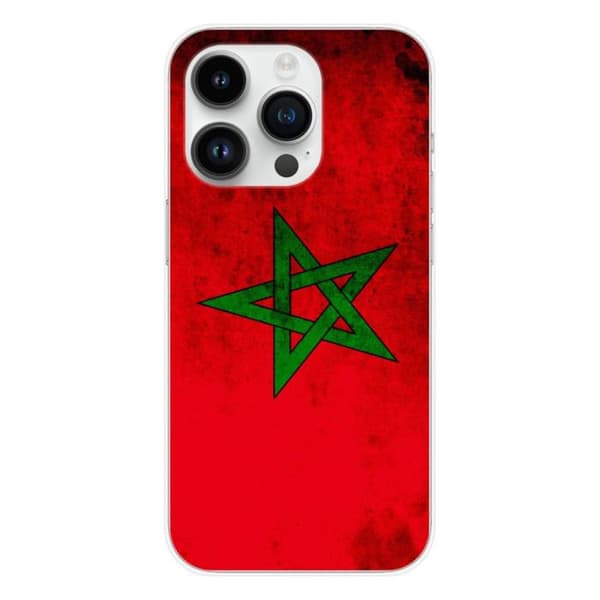 Tryckt silikonfodral som är kompatibelt med Apple iPhone 14 Pro Marockos flagga