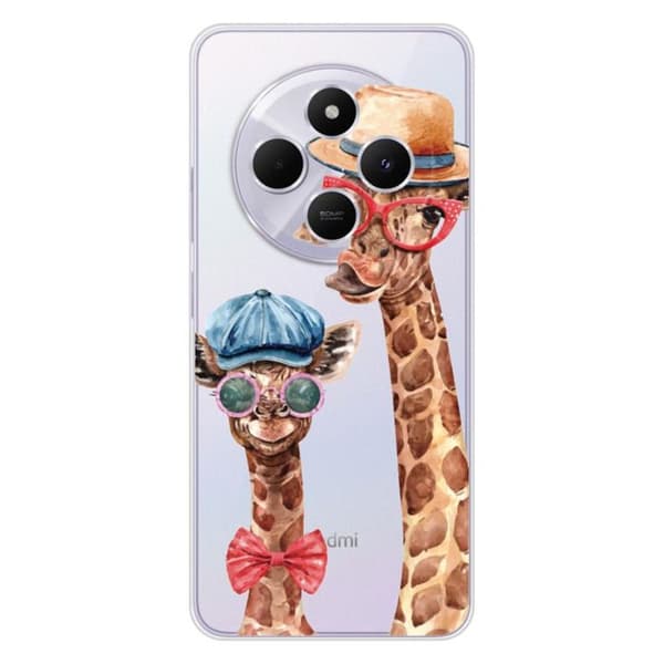 Tryckt silikonfodral som är kompatibelt med Xiaomi Redmi 14C 4G Funny Giraffe