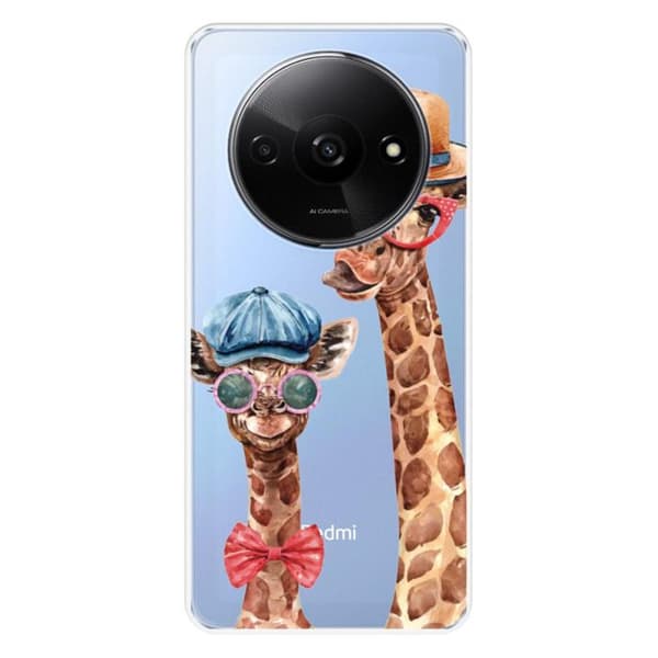 Tryckt silikonfodral som är kompatibelt med Xiaomi Redmi A3 4G Funny Giraffe