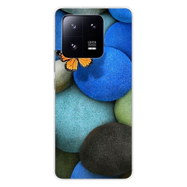Tryckt silikonfodral som är kompatibelt med Xiaomi 13 Pro Blue Pebble Butterfly