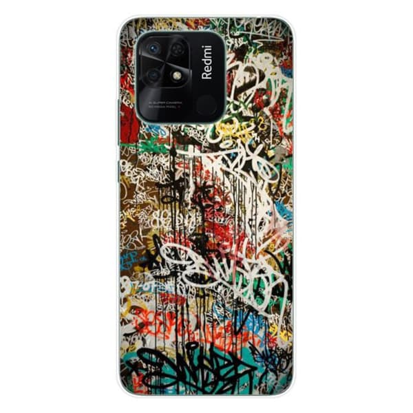 Tryckt silikonfodral som är kompatibelt med Xiaomi Redmi 10C Graffiti 1
