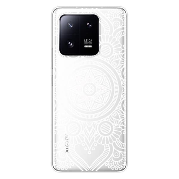 Siliconefodral med tryck - 1001 fodral - Xiaomi 13 Pro - Vit mandala - Optimalt skydd - Halvstyv
