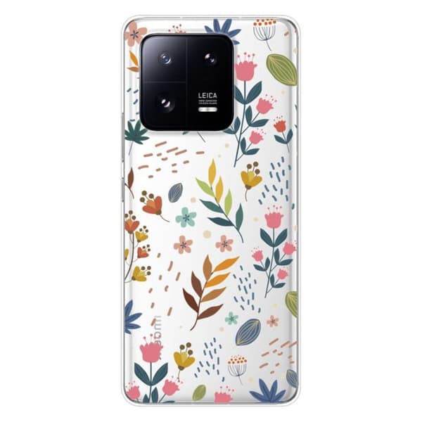 Tryckt silikonfodral som är kompatibelt med Xiaomi 13 Pro Färgglada blommor