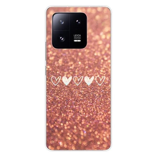 Tryckt silikonfodral som är kompatibelt med Xiaomi 13 Pro Glitter hjärta