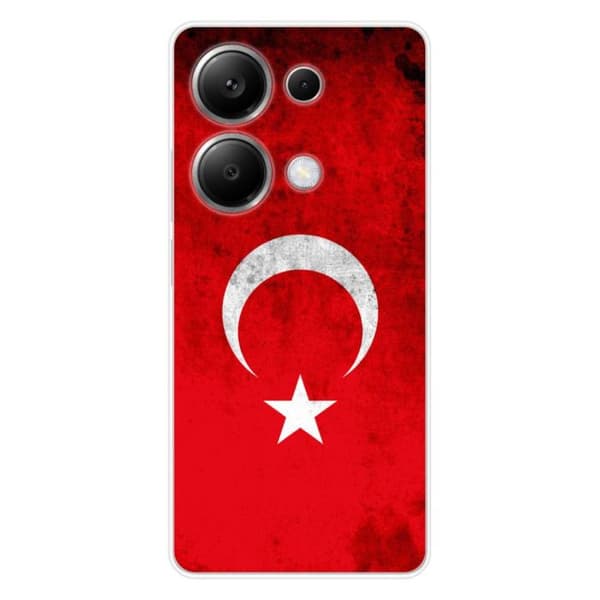 Tryckt silikonfodral kompatibelt med Xiaomi Redmi Note 13 Pro 4G Türkiye flagga