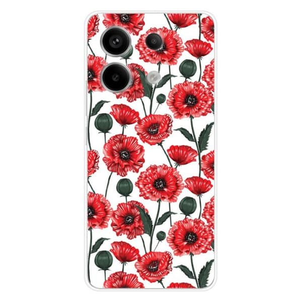 Tryckt silikonfodral som är kompatibelt med Xiaomi Redmi Note 13 Pro 5G Poppy Flowers