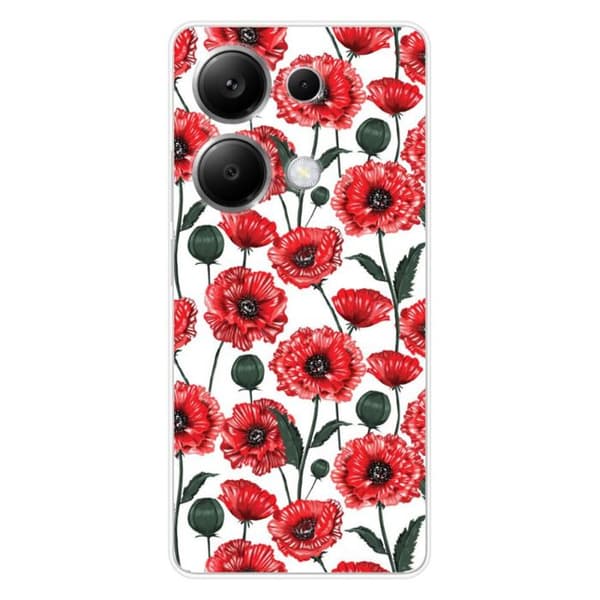 Tryckt silikonfodral som är kompatibelt med Xiaomi Redmi Note 13 Pro 4G Poppy Flowers