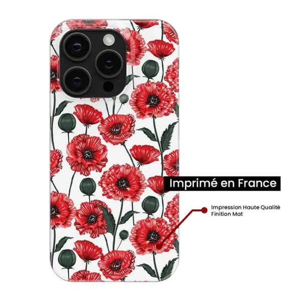 Tryckt silikonfodral som är kompatibelt med Xiaomi Redmi Note 12 4G Poppy Flowers