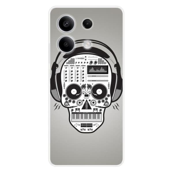 Tryckt silikonfodral kompatibelt med Xiaomi Redmi Note 13 5G Skull Music