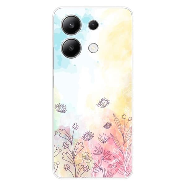 Tryckt silikonfodral som är kompatibelt med Xiaomi Redmi Note 13 4G Akvarellblommor