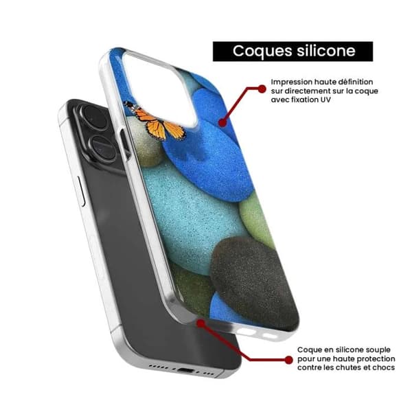 Tryckt silikonfodral kompatibelt med Xiaomi Redmi Note 13 Pro 5G Blue Pebble Butterfly