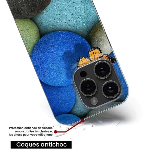 Tryckt silikonfodral kompatibelt med Xiaomi Redmi Note 13 Pro 5G Blue Pebble Butterfly