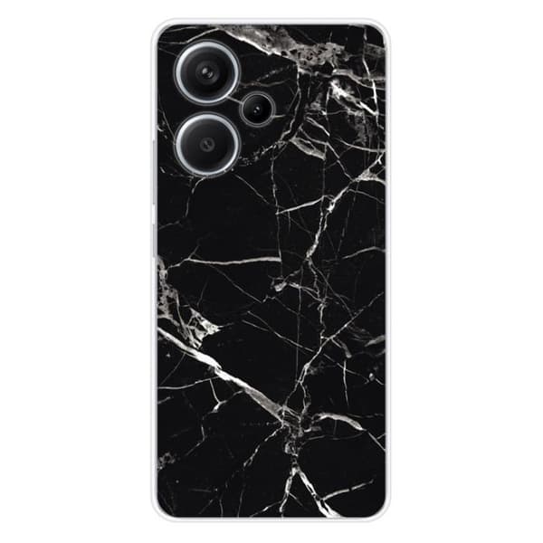 Tryckt silikonfodral kompatibelt med Xiaomi Redmi Note 13 Pro Plus 5G svart marmor