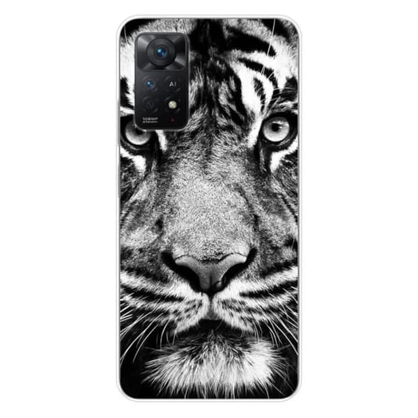 Tryckt silikonfodral kompatibelt med Xiaomi Redmi Note 11 Pro Plus 5G vit och svart tiger