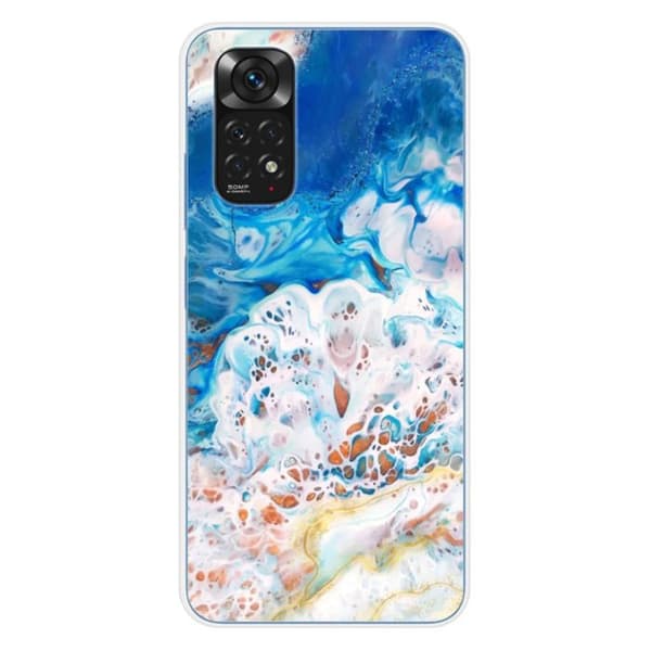 Tryckt silikonfodral som är kompatibelt med Xiaomi Redmi Note 11 4G Ocean marmor