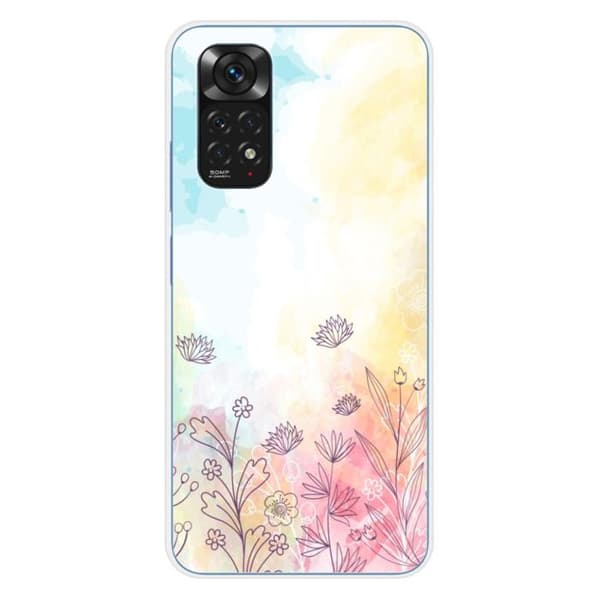 Tryckt silikonfodral som är kompatibelt med Xiaomi Redmi Note 11 4G akvarellblommor