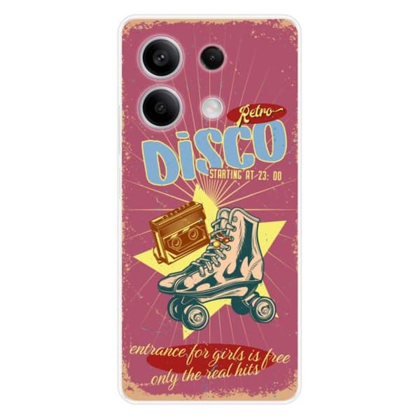 Tryckt silikonfodral som är kompatibelt med Xiaomi Redmi Note 13 5G Retro disco
